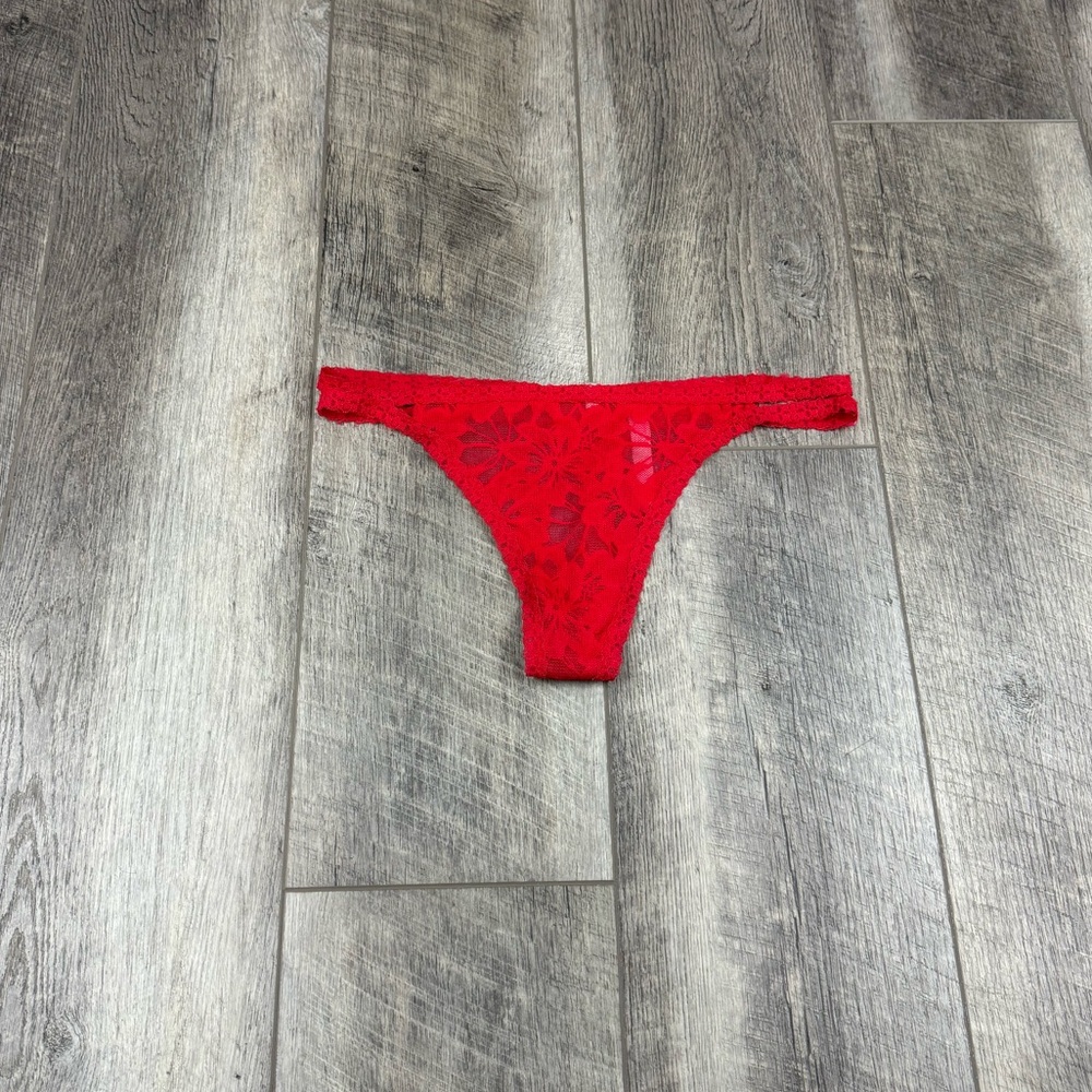 VS Red Lace Cutout Thong
